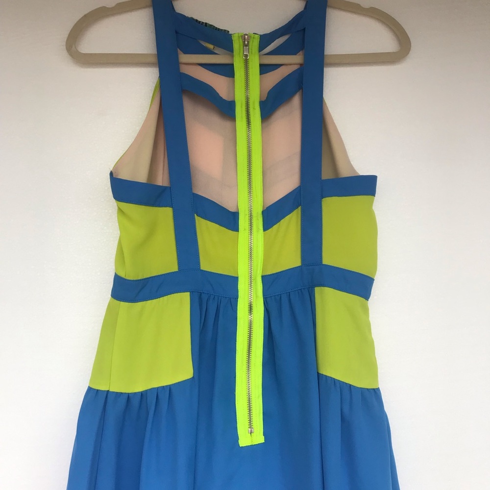 English Rose neon & blue summer dress size small - Picture 4 of 8